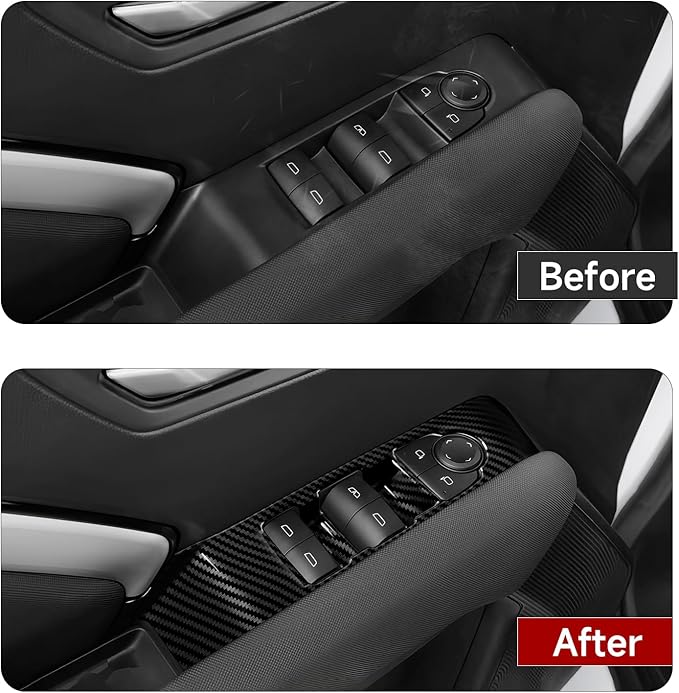 4PCS Car ABS Window Lift Switch Panel Trim Cover for Chevrolet Colorado/GMC Canyon 2023 2024 2025 Carbon Fiber Interior Accessories