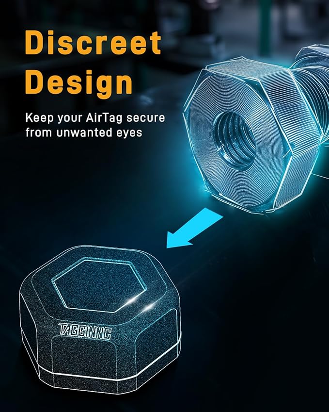 Magnetic Case for Air Tag– Ultra Strong Magnet & Discreet Hexagonal Nut Design with Non-Slip Base, Waterproof & Shatterproof, Compatible with Apple Air Tag Gen 1st&2nd