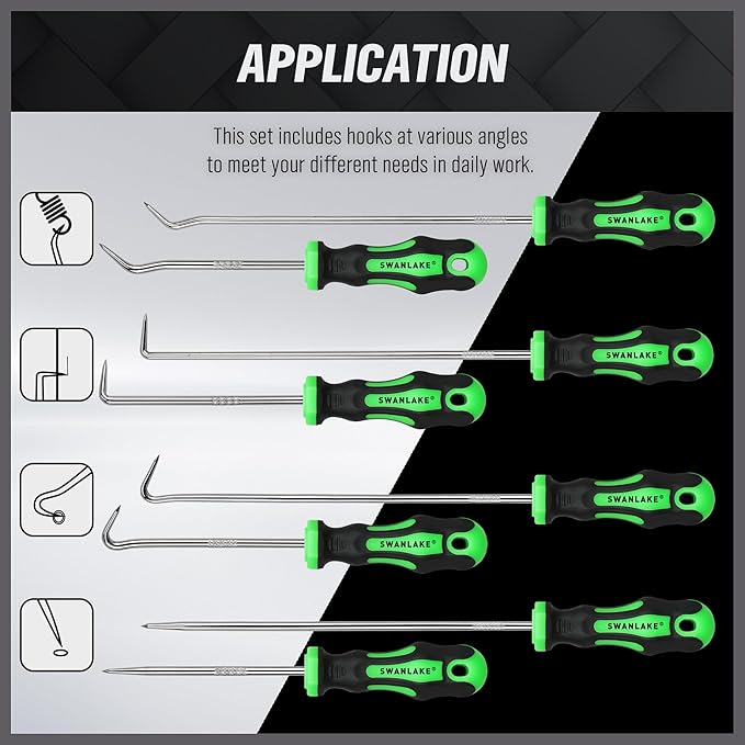 8-Piece Mini Hook and Pick Set, 4PCS 8.6'' & 4PCS 5.7'' Precision Automotive Picks Tools Set for Car Auto Oil Seal, Mechanic Lock Picking Kit, Puller Remover Tools