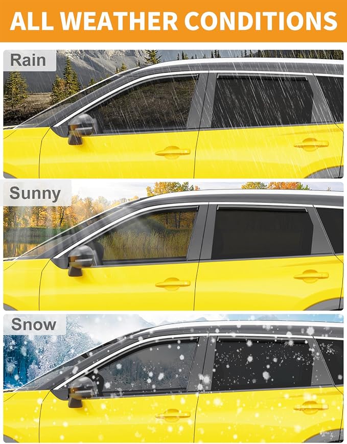 in-Channel Window Rain Guards Fit for Nissan Rogue 2021-2026 Rain Guards Extra Durable Window Deflectors Visors Vent Visors Vent Shades Car Accessories -4 pcs