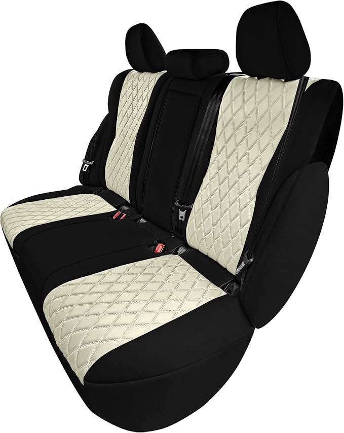 FH Group Custom-Fit Car Seat Covers Specifically Made for 2021-2026 Nissan Rogue, Rear Set Beige Ultraflex Neoprene Waterproof Automotive Seat Cover