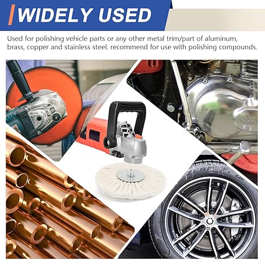 8" White Airway Buffing Wheel,5/8'' Arbor Hole,16 Plys/Fine Polishing for Angle Grinder,2PCS