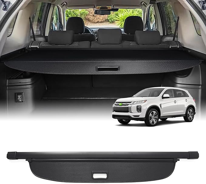 Powerty Retractable Cargo Cover for Mitsubishi Outlander 2013-2019 (Manual Liftgate), Canvas Trunk Cover Privacy Screen Rear Security Shade for Outlander Accessories(Not for Electric Liftgate)