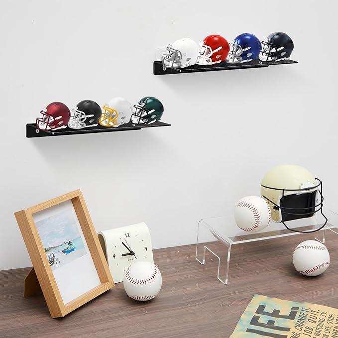 Colingmill Wall Mount Pocket Size Helmet Display Racks 9.84 x 3.15 x 1.06 Inches Acrylic Pocket Size Football Helmet Display Racks 16 Team for Collecting Game Helmets