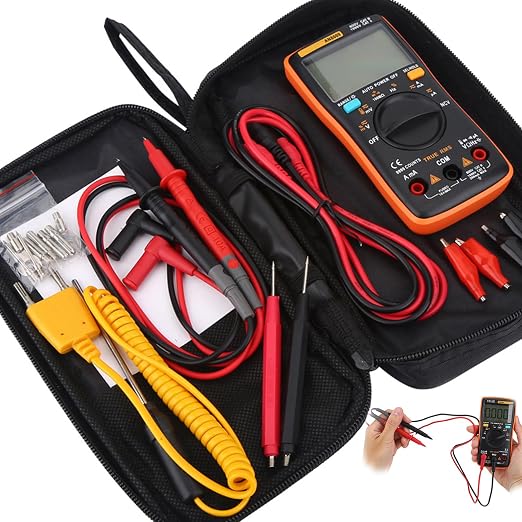 Digital Multimeter Tester AN8009 with Bag, Voltmeter Multimeter with Backlit LCD Display, Voltage Ammeter OHM Meter with 16 in 1 Multifunctional Test Line