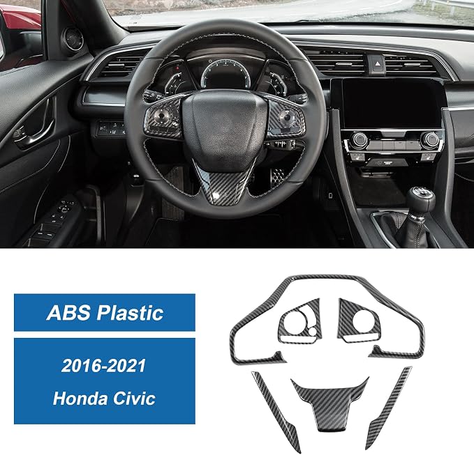 Carbon Fiber Steering Wheel Cover Compatible with Honda Civic 10th Gen 2016-2021