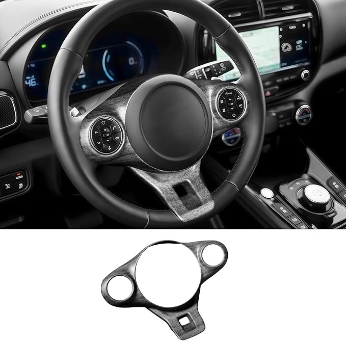 Steering Wheel Button Panel Cover Interior Steering Handle Button Frame Protective Cover Compatible with Kia Soul 2020-2025 Accessories (Wood Grain Style)