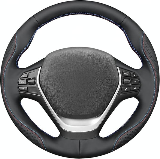 MEWANT Hand Stitch Steering Wheel Cover for BMW 2 Series F22 F23 2014-2020 3 Series F30 F34 2012-2018 4 Series F32 F33 F36 2014-2020 Black Microfiber Leather Interior Accessories