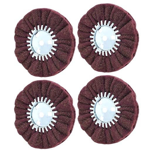 8" Non-Woven Airway Satin Buffing Wheel, 5/8" Arbor Hole | Surface Prep Wheel for Angle Grinder, Ideal for Sanding & Polishing Aluminum, Stainless Steel - 4 PCS