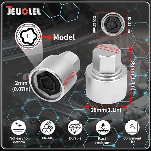 21PCS Wheel Locking Nut Key Kit Compatible with BMW Series, Wheel Lock Nut Socket Adapter Set, Wheel Anti-Theft Lug Nut Removal Tool, Anti-Theft Screw Remover