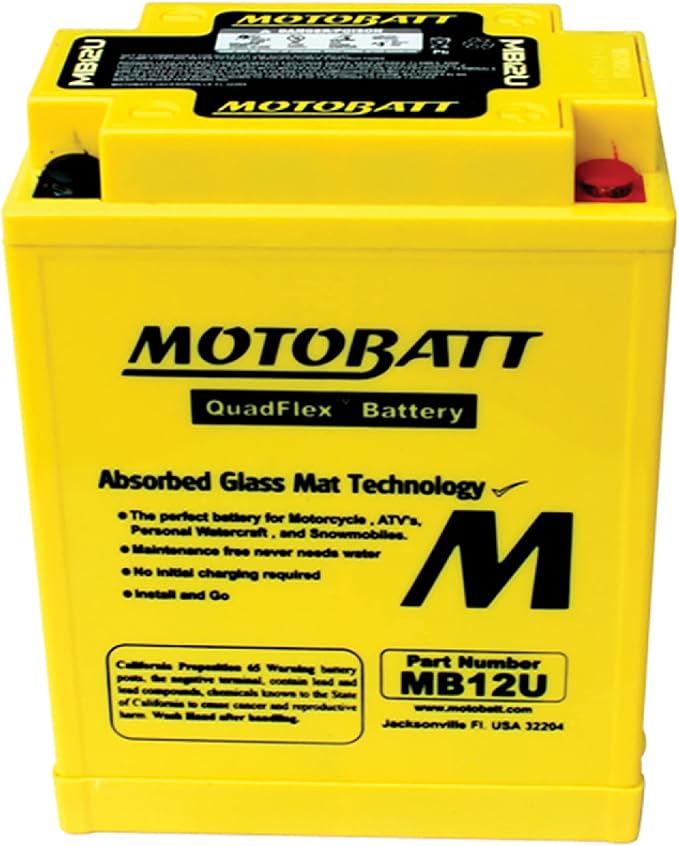 DB Electrical MB12U New Battery for Motobatt Battery 15Ah, Aprillia, Benelli, Bmw, Ducati, Honda, Kawasaki, Yamaha 12N12-4A 12N12A-4A-1 YB12A-A YB12AAS YB12A-A-WS YB12A-B YB12AL-A 134 x 80 x 161 mm
