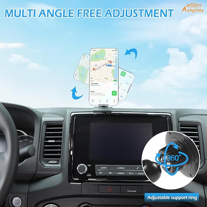 Aunginsy Car Magnetic Suction Phone Holder Compatible with Nissan Frontier 2022 2023 2024, Center Console Dashboard Panel Mobile Phone Mount Bracket Universal Cell Phones Navigation Stand Accessories