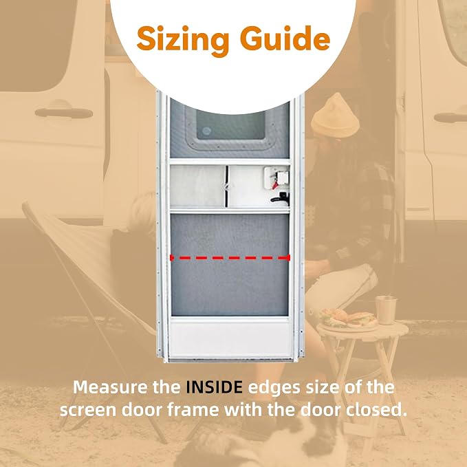 RVZONE Premium RV Screen Door Protector Adjusts from 21.5"- 35", Lightweight RV Entry Screen Door Grille Adjustable Metal Screen Defender for RV Door Camper Screen Door Protector for Dogs Kids