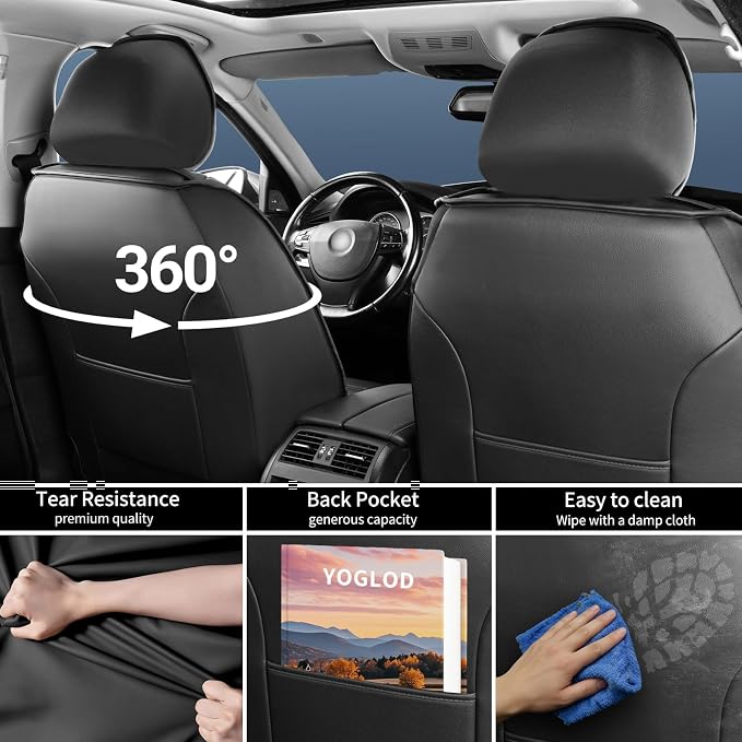 4Runner Car Seat Covers Custom Fit for Toyota 4Runner 2003-2026 Full Coverage Leather Waterproof Breathable Seat Cover, Automotive Seat Protectors, Airbag Compatible Front Seats, Black Beige