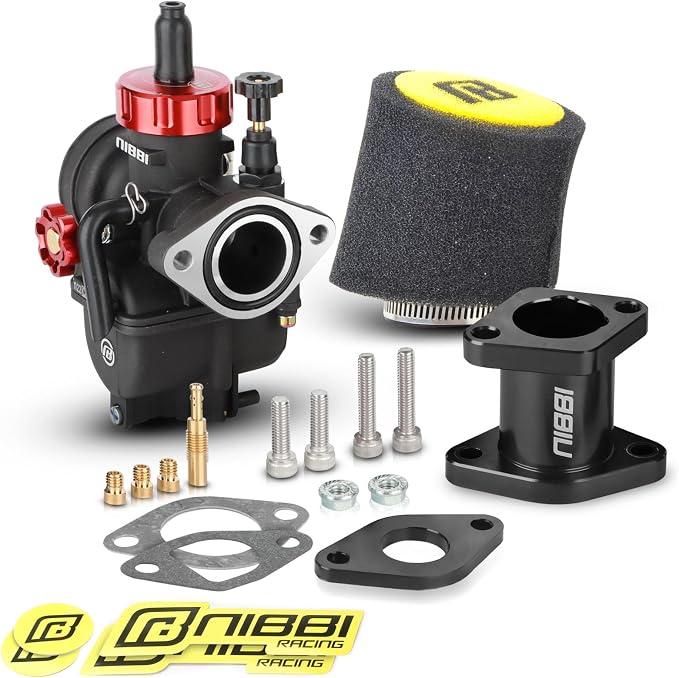 NIBBI PE 24mm Carburetor Kit Fit for Predator 212cc 192cc 224cc Coleman CT200U Engine Mini Bike Go Kart PE24 Carb Performance Part with Air Filter Intake Manifold(Black)