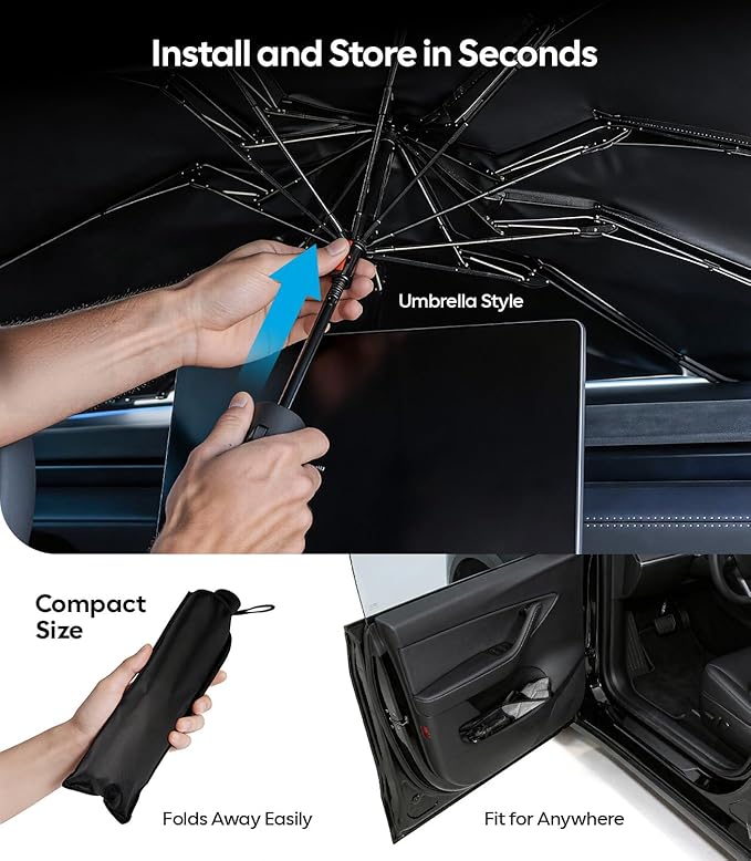Wigoo Windshield Sun Shade Umbrella for Mazda CX-5 2017-2026 [100% Sun Blockage, Ice Cooling Fabric] Foldable Heat Insulation Front Window Sunshade Umbrella for Mazda CX-5 2017-2026