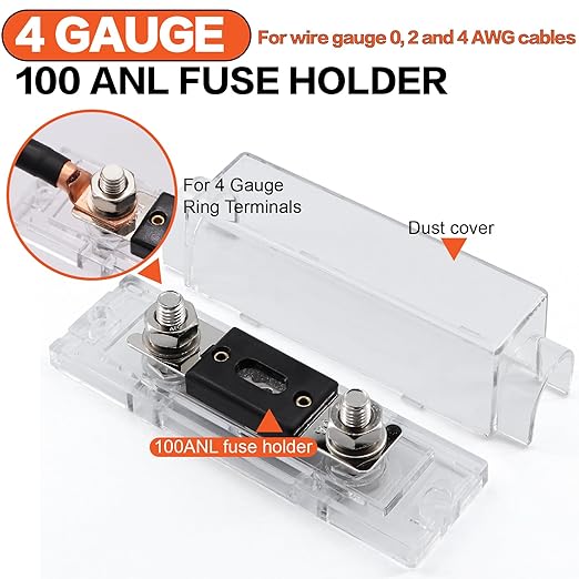4 Gauge Wire (25ft Each - Red/Black) Copper Clad Aluminum CCA - Primary Automotive Wire,Battery Power/Ground Cable, 20PCS Lugs Terminal Connectors,20PCS 3:1 Heat Shrink Tubing with 100A ANL Fuse
