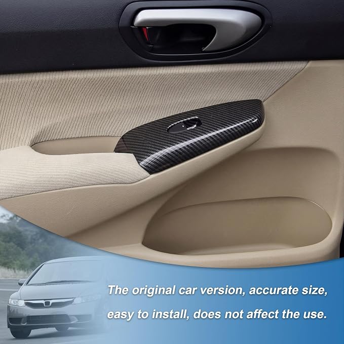 Carbon Fiber Window Lift Switch Panel Cover for Honda Civic 8th Gen 2006 2007 2008 2009 2010 2011