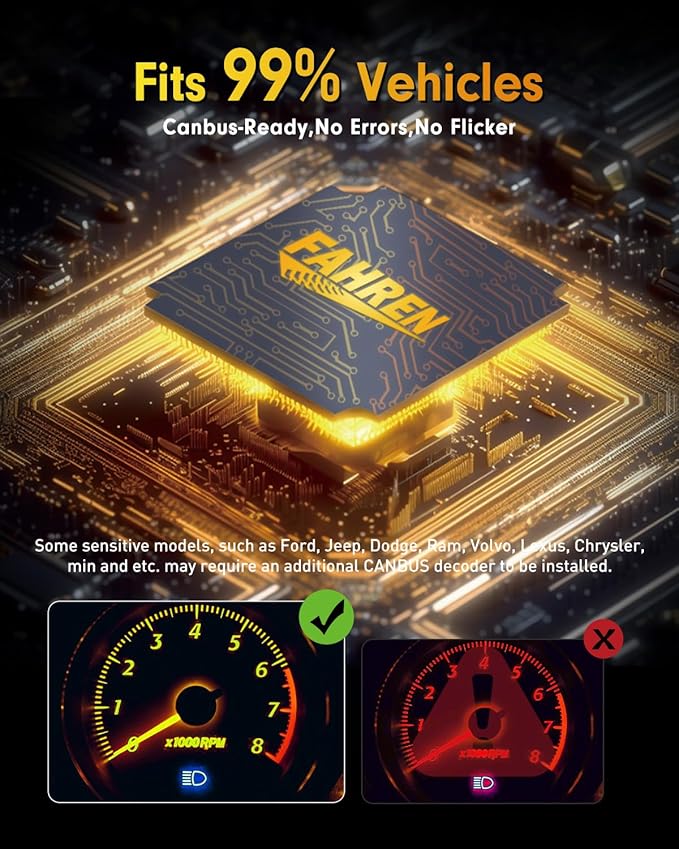 FAHREN Ultra Bright H11 Bulbs, 𝟔𝟎,𝟎𝟎𝟎𝐋𝐌 H11/H8/H9 Lights, 13X Brighter High-Focus LED HID, 6500K Cool White H18 Fog Light,Low Noise, Advanced Cooling, 90000Hrs Life,Pack of 2