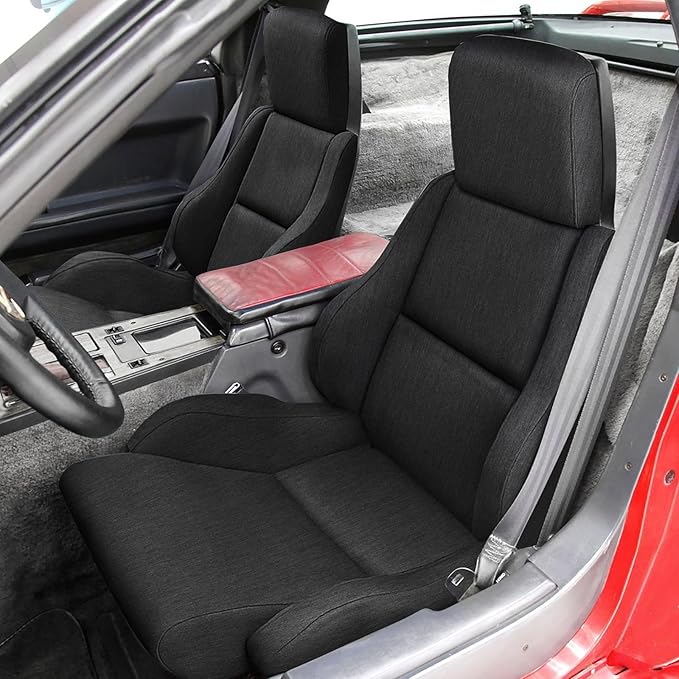 Front Seat Covers Compatible with 1984-1993 Chevy Corvette C4 Sport, Heavy Duty Cationic Linen Fabric Seat Protector