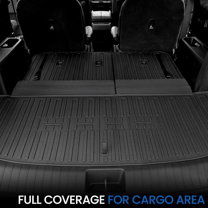 Cargo Liner Backrest Mats for 2027 Kia Telluride 7&8 Seats Gas Only, All Weather TPE Cargo Trunk Mat Seat Back Protectors Accessories