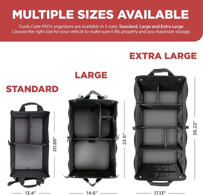 TRUNKCRATEPRO Car Trunk Organizers | Trunk Organizer, Car Storage Organizer - Premium Compartments Collapsible Portable car trunk organizers and storage for SUV (Large Capacity)