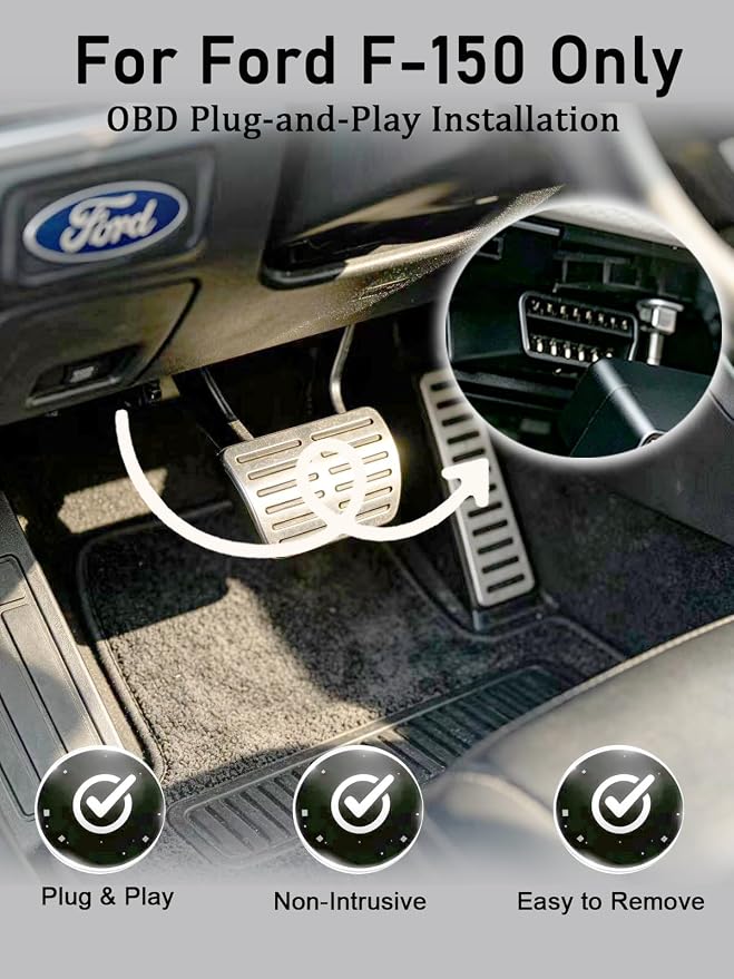 Auto Start Stop Eliminator Ford F150 Car Accessories Compatible with Ford F150 2015-2020, Plug and Play OBD Connection Module, No Cutting No Programming.