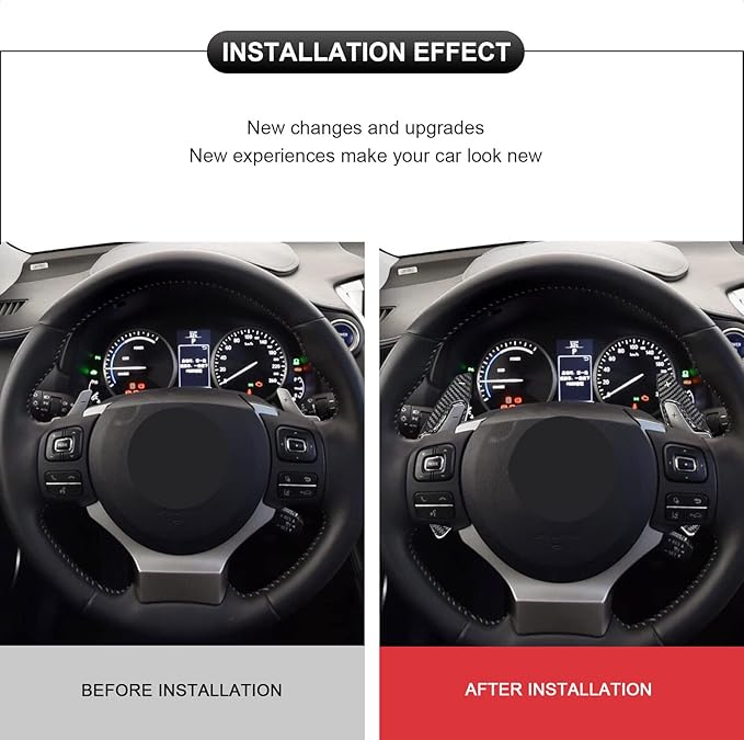 Steering Wheel Accessories Shift Paddle Shifter Extension Carbon Fiber Trim Cover Compatible with Lexus is XE30 IS300h AVE30 NX 300h AZ10 NX RC 350 XC10 RC 300h F Sport