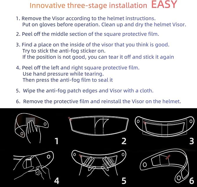 Universal Motorcycle Full Face Helmet Shield Fog Resistant Lens, Clear Visor Insert Anti-Fog Film Waterproof Sticker