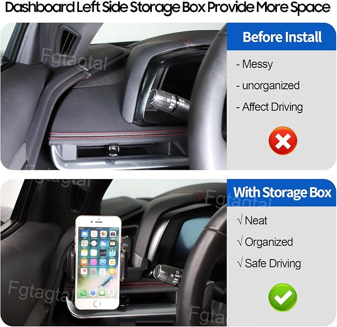 Center Console Multi-Mount Phone Holder Storage Box Compatible with Chevrolet Corvette C8 2020-2025, Dashboard Left Side Storage Tray Organizer, Clamping Arms Holder