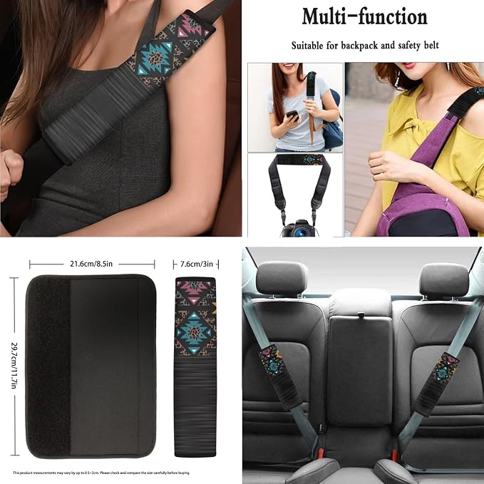 AFPANQZ 11 Pack Car Accessories Set Retro Aztec Graphics Car Seat Covers Steering Wheel Cover, Car Seats Covers, Seat Belt Pads Gear Shift Knob Handbrake Cushion Car Cup Holder Coaster
