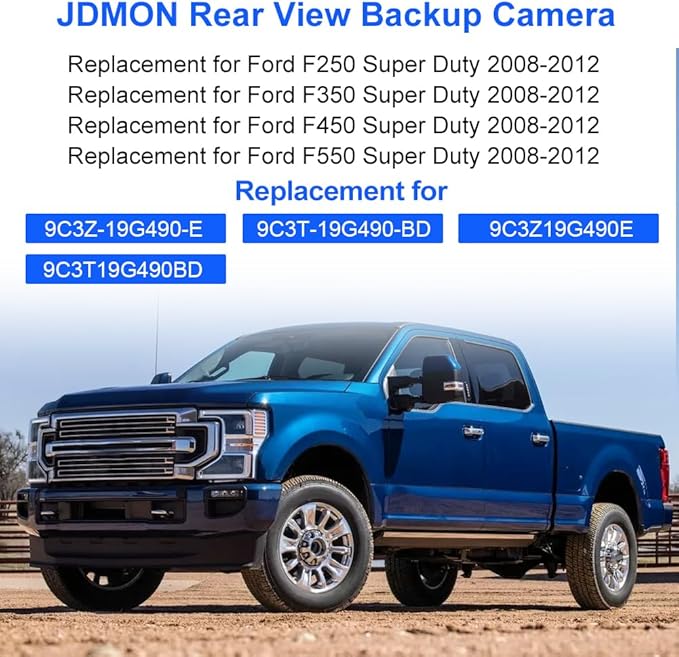 JDMON Backup Rear Park Assist Camera Compatible with Ford F250 F350 F450 F550 Super Duty Pickup 2008-2012 Replacement for 9C3T-19G490-BD 9C3Z19G490E 9C3T19G490BD Reversing Aid Camera