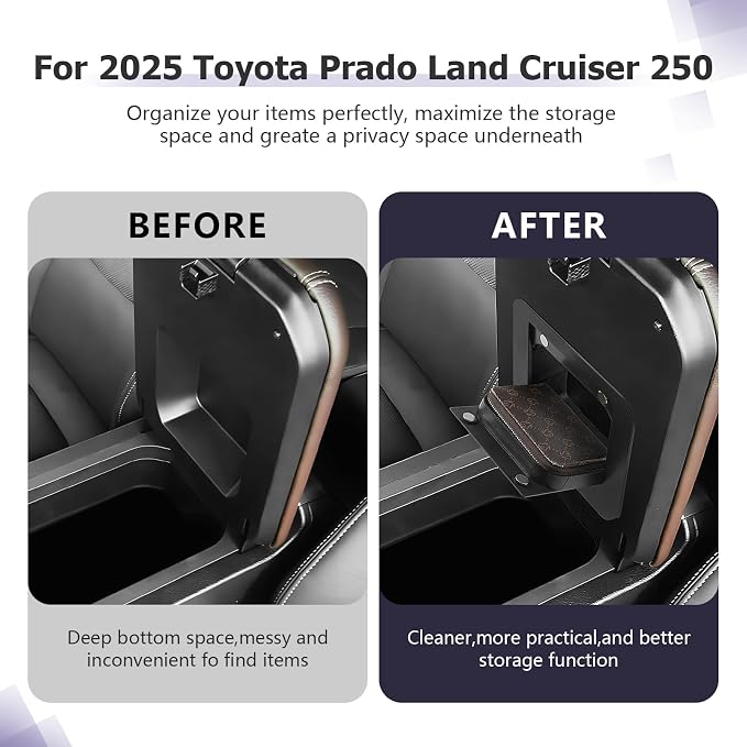 LUWU Center Console Hidden Box Organizer Compatible with 2024 2025 2026 Land Cruiser LC250 Prado J250 2024 2025 2026 Accessories 1958/Base Console Organizer Tray Armrest Hidden Storage Box Secret Box