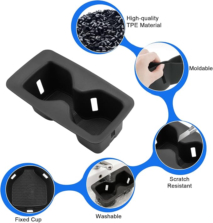 SXCY for 2023-2025 2026 Volkswagen ID.4 Accessories 2024 2025 2026 VW ID.4 Cup Holder Insert TPE Cup Holder Limiter Drink Holder Adapter Non-Slip Drink Stopper Stabilizer