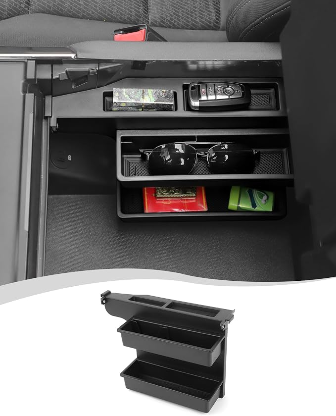 Hoolcar Center Console Armrest Storage Box Fit for Ford F150 F250 F350 F450 2015-2025, Black
