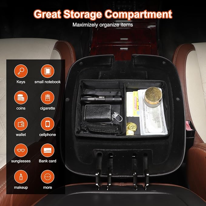 Car Armrest Box Storage Box Compatible with Cadillac Escalade 2007-2014,Cloth Center Console Storage Box Organizer Interior Accessories