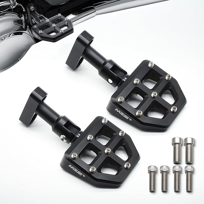 MZS Motorcycle Passenger Floorboards, Touring Rear Footboards MX Foot Pegs Floor Boards Mount Bracket Kit CNC Black Compatible with 93-25 Road Glide Electra Street Glide Road King Tri Ultra CVO FLD