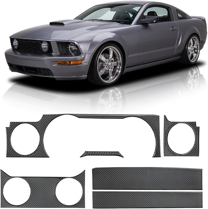 Real Carbon Fiber Dashboard Panel Trim Compatible with Ford Mustang 2005-2009, Interior Decor Sticker Accessories