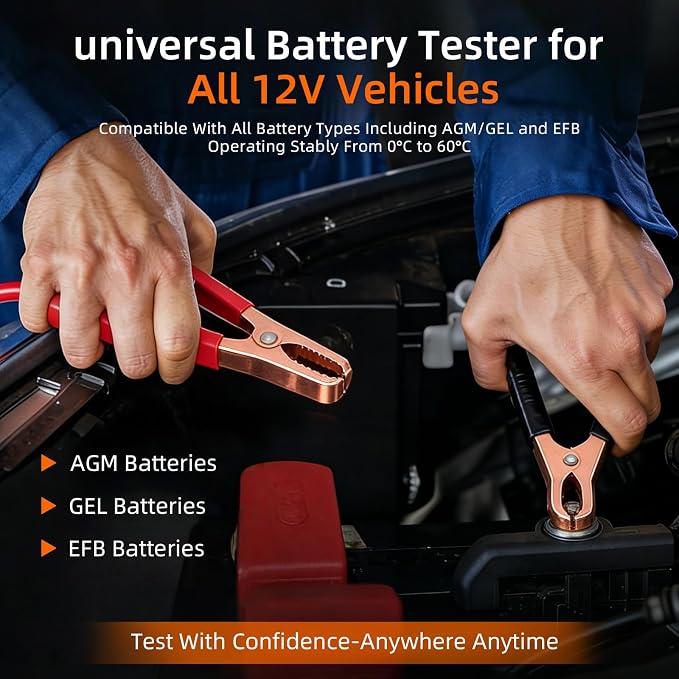 2-in-1 OBD2 Scanner with Battery Tester, 2025 Elite Engine Code Reader & 12V Battery Tester for AGM/EFB, Cranking/Charging Analyzer, Bluetooth Scan Tool for Gas Cars, SUVs & Vans
