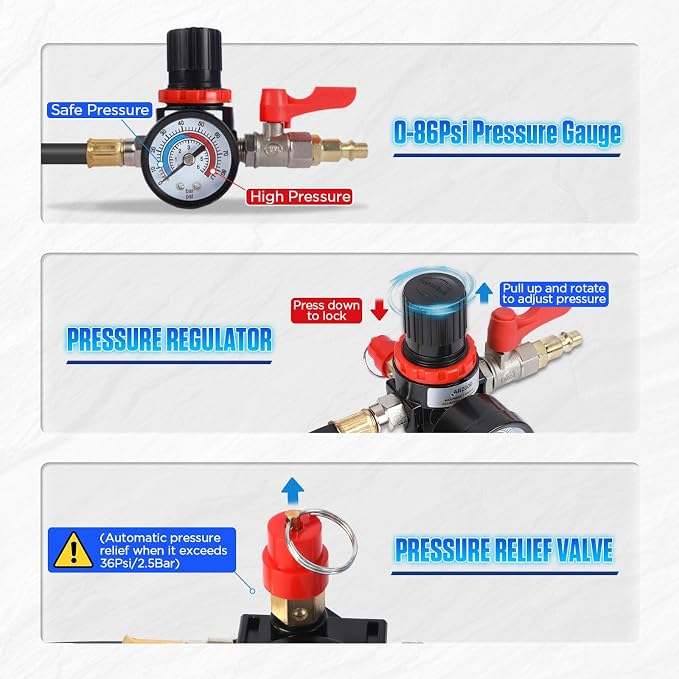Turbo System Leakage Tester Kit with 4 Pairs of Stepped Adapters 1-3/8" to 3-1/2", Turbocharger Boost Leak Tester Kit for Most Vehicles
