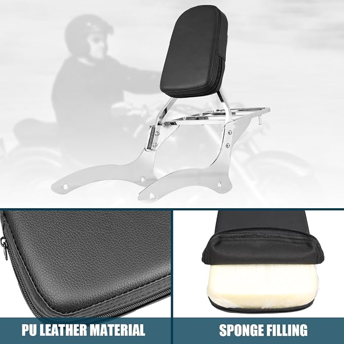 Motorcycle Rear Backrest Sissy Bar With Luggage Rack Compatible With For 1999-2011 Yamaha VStar Dragstar 1100 XVS1100 DS1100 Detachable Passenger Sissy Bar Backrest