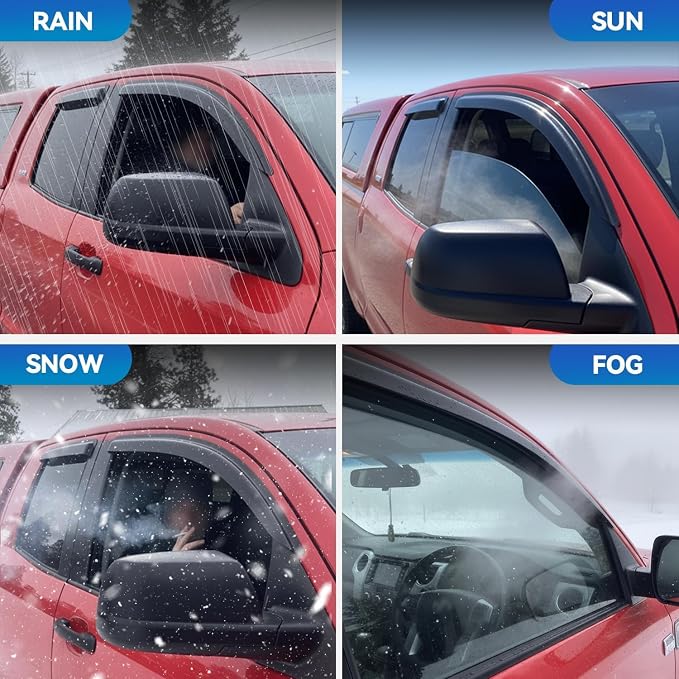 Window Visors Rain Guards for 2008-2016 Toyota Land Cruiser, Out-Channel Window Vent Wind Deflectors Visors Shades
