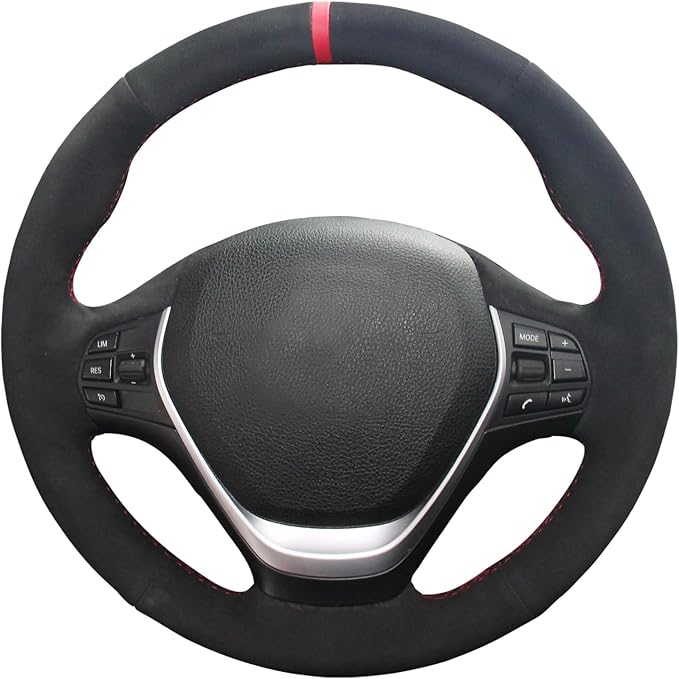 MEWANT Hand Sewing Black Suede Steering Wheel Wrap for BMW 2Series F22 F23 F30 F34 F32 F33 F36 DIY Steering Cover
