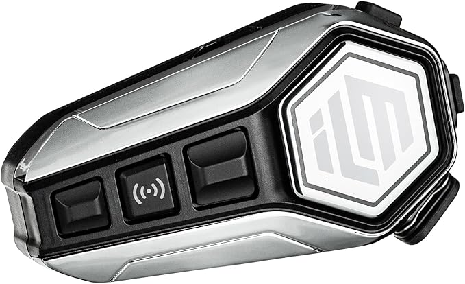 ILM Motorcycle Bluetooth Headset Helmet Communication System 2100M Intercom IP67 Waterproof Noise Cancellation Model RANGEPRO Silver