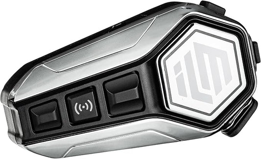 ILM Motorcycle Bluetooth Headset Helmet Communication System 2100M Intercom IP67 Waterproof Noise Cancellation Model RANGEPRO Silver
