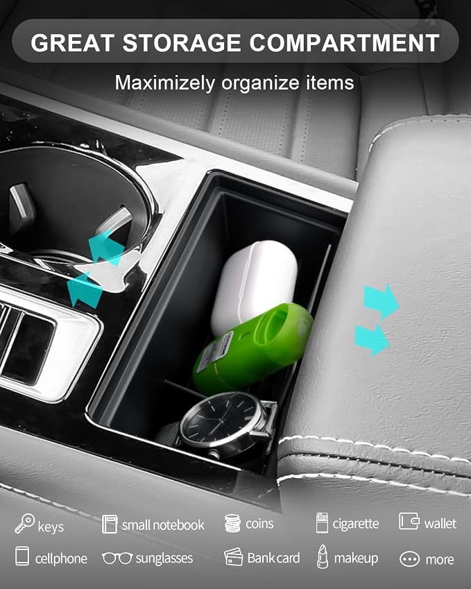 CDEFG for 2024 2025 2026 Volkswagen Atlas Center Console Organizer Tray for 2024 2025 2026 VW Volkswagen Atlas(SEL/R-Line/SE) Accessories Front Console Organizer Central Consola Storage Box