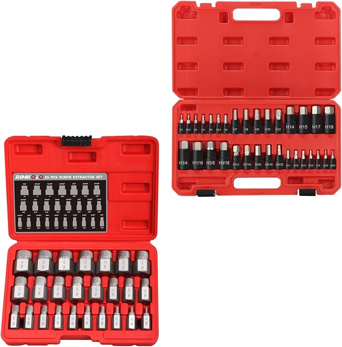 32-Piece Allen Socket Set and 25-Piece Screw Extractor Set