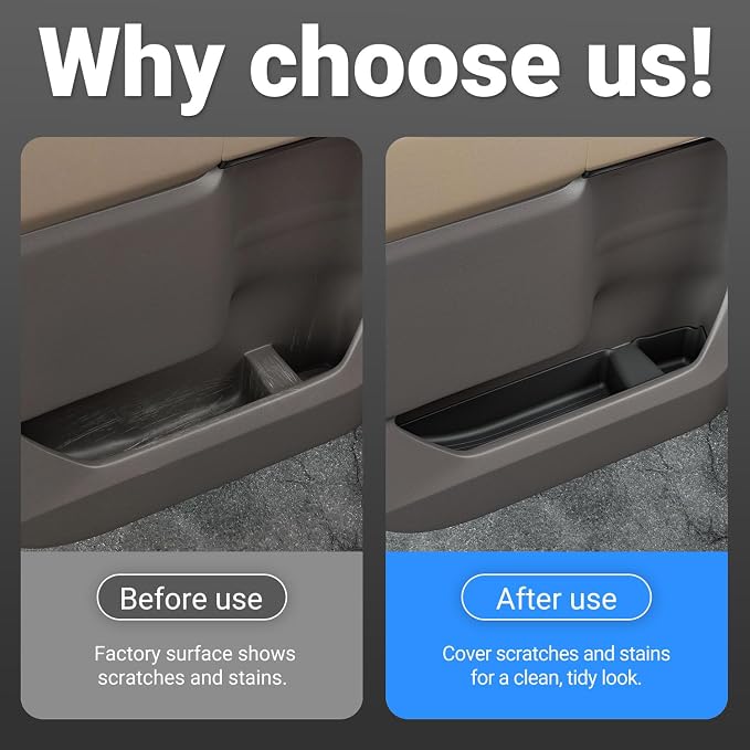 4PCS Door Side Storage Box Compatible with 2022-2026 Chevy Silverado GMC Sierra Crew Cab Door Handle Phone Pocket Tray Insert Organizer Replacement for 2022-2026 Chevy Silverado Accessories