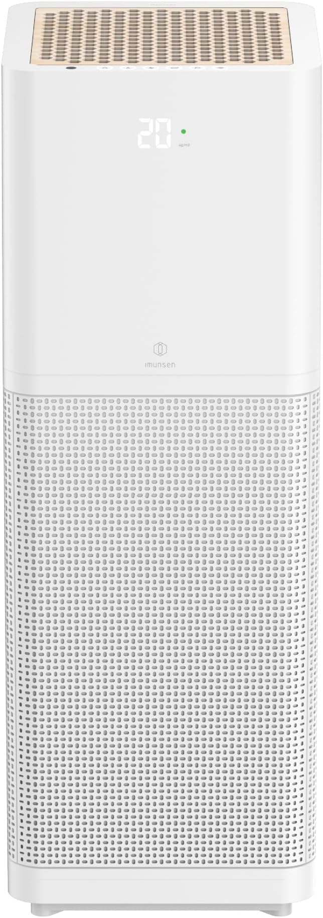 IMUNSEN M-001W True HEPA 13 Filter Air Purifier for Home, Large Room, Pets with Carbon Deodorization Filter, 99.97% Particles, Smokes, Odor, Cyclone Mode, Quiet Auto Sleep Mode - White