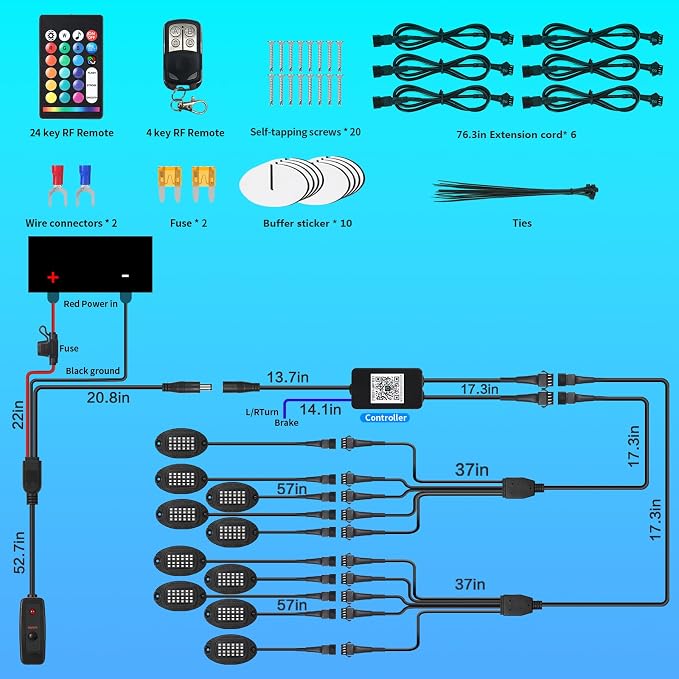 10Pods Aluminum RGB LED Rock Lights Full Kit for Jeep Trucks UTV ATV RZR Golf Cart Offroad SXS Side by Side with APP/RF Remote, Waterproof Multicolor Underglow Light Metal Alloy Case Segmented 12V